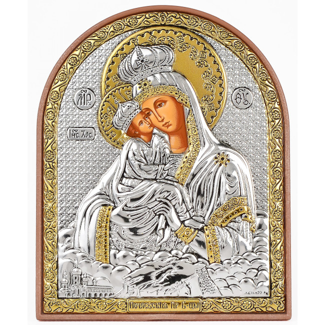 Почаевская Икона Божией Матери 8,5х10,5см арочной формы на пластиковом киоте EP3-066PAG/P