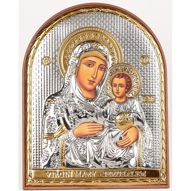 Єрусалимська Ікона Божої Матері 4х5,6см аркової форми на пластиковому кіоті EP1-006PAG/P