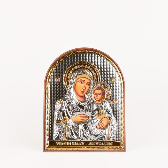 Єрусалимська Ікона Божої Матері 4х5,6см аркової форми на пластиковому кіоті EP1-006PAG/P