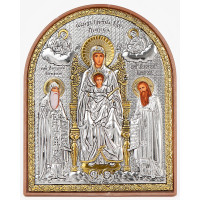 Печерская Икона Божией Матери 8,5х10,5см арочной формы на пластиковом киоте