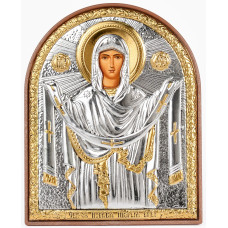 Ікона Покров Пресвятої Богородиці 8,5х10,5см аркової форми на пластиковому кіоті