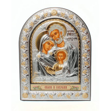 Ікона Святе Сімейство 21х26см під склом аркова в білій шкірі