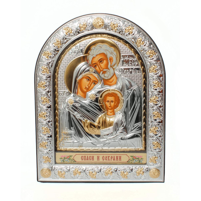 Ікона Святе Сімейство 21х26см під склом аркова в білій шкірі EPZ5-015AG/P