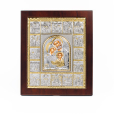 Іконостас Святе Сімейство зі святами 20,7х24,3см в сріблі з позолотою