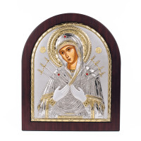 Семистрільна Ікона Божої Матері 26х31см в срібному окладі з позолотою