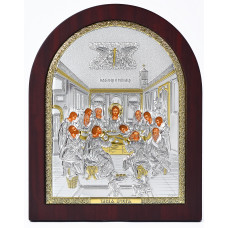 Срібна Ікона Таємна Вечеря 15х19,6см в срібному окладі з позолотою