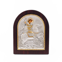 Георгий Победоносец Икона 20х25см в серебряном окладе с позолотой