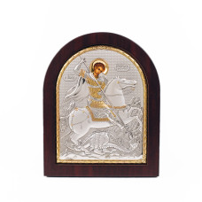 Георгий Победоносец Икона 20х25см в серебряном окладе с позолотой
