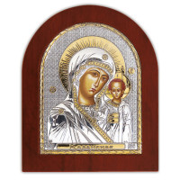 Казанская Икона Божией Матери 20х25см в серебряном окладе с позолотой