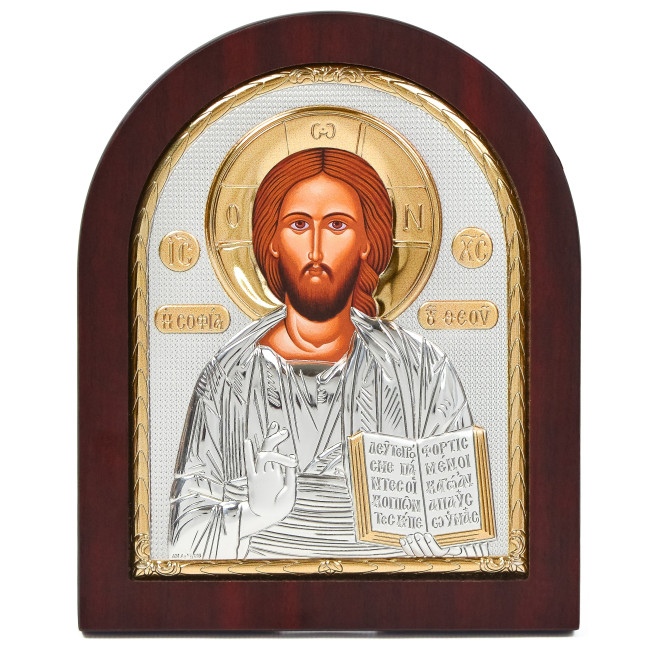 Ікона Ісуса Христа 20х25см в срібному окладі з позолотою EK5-001XAG