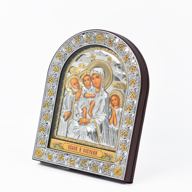 Ікона Трьох Радостей 16,5х21,5см під склом аркової форми в шкірі EPZ4-273AG-BR/P