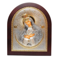 Остробрамська Ікона Божої Матері 15х19,6см в срібному окладі з позолотою