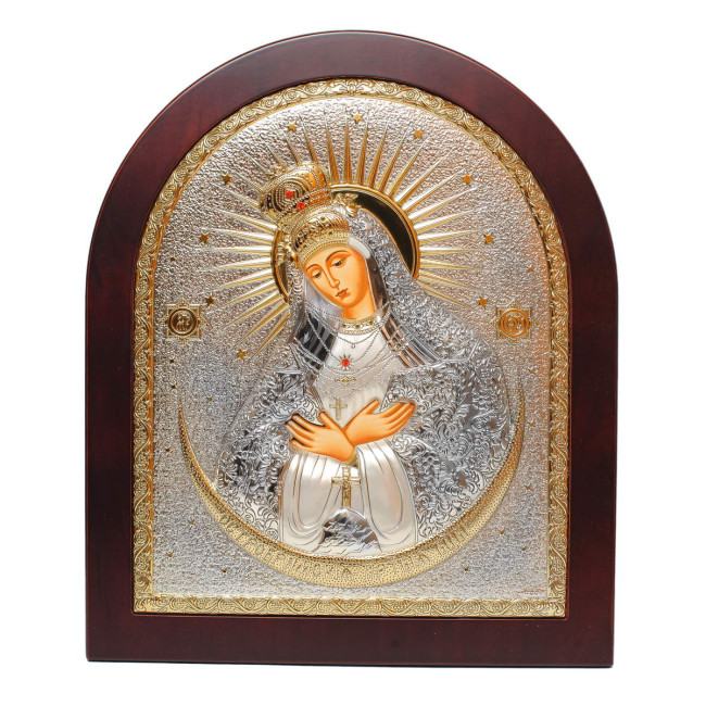 Остробрамська Ікона Божої Матері 15х19,6см в срібному окладі з позолотою EK4-067XAG