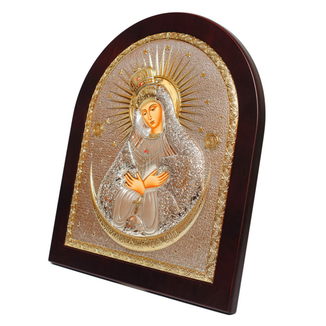 Остробрамська Ікона Божої Матері 15х19,6см в срібному окладі з позолотою EK4-067XAG