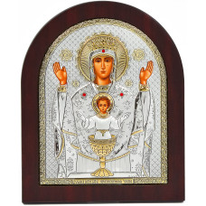 Невипивна Чаша ікона Божої Матері 15х19,6см в срібному окладі з позолотою