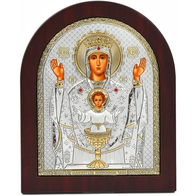Невипивна Чаша ікона Божої Матері 15х19,6см в срібному окладі з позолотою EP4-041XAG
