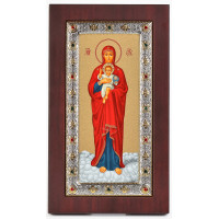 Валаамская Икона Божией Матери 10,4х17,8см в серебряной рамке с драгоценными камнями