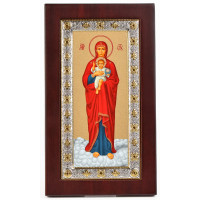 Валаамская Икона Божией Матери 10,4х17,8см в серебряной рамке с позолотой