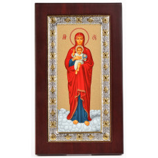 Ікона Божої Матері Валаамська 10,4х17,8см в срібній рамці з позолотою