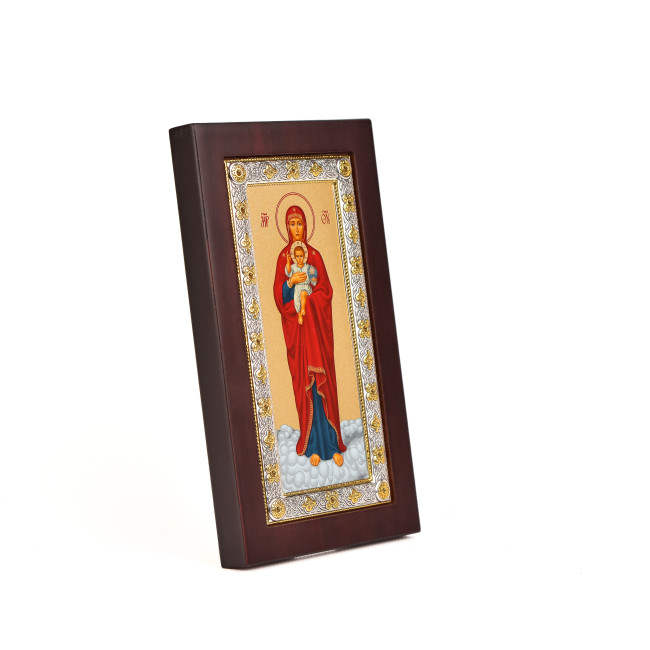 Валаамская Икона Божией Матери 10,4х17,8см в серебряной рамке с позолотой EK403-153XAG