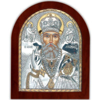 Ікона Миколай Чудотворець 15х19,6см в срібному окладі з позолотою