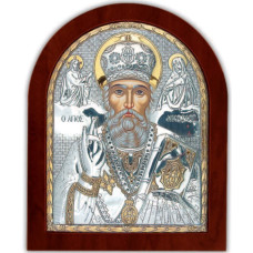 Ікона Миколай Чудотворець 15х19,6см в срібному окладі з позолотою