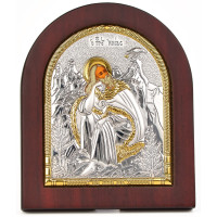 Икона Святого Ильи Пророка 11х13см в серебряном окладе с позолотой