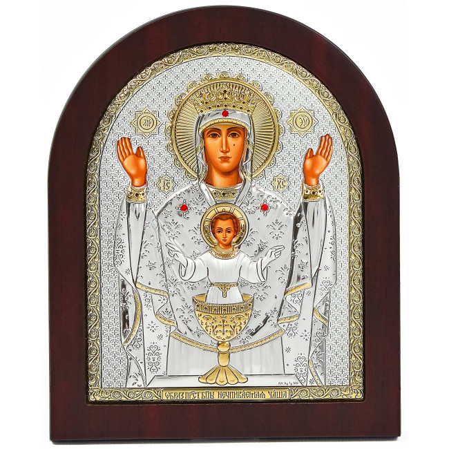Невипивна Чаша ікона Божої Матері 11х13см в срібному окладі з позолотою EP3-041XAG