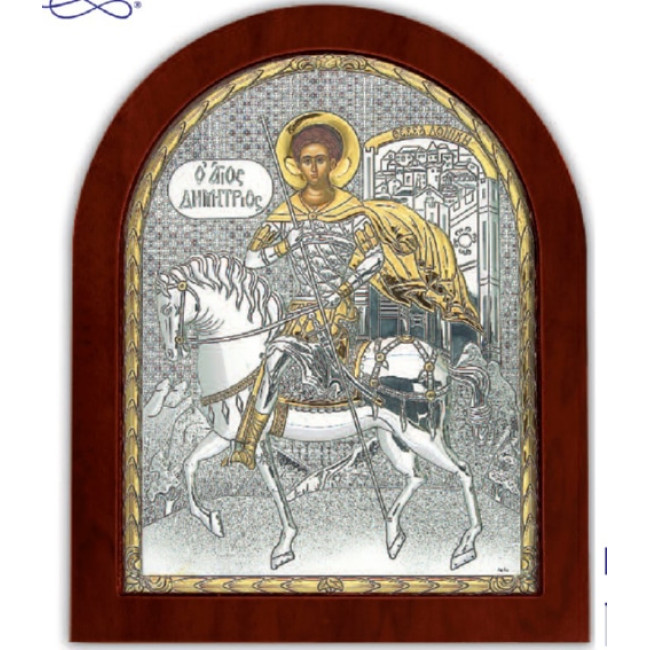 Ікона Дмитрій Солунський 11х13см в срібному окладі з позолотою EK3-014XAG