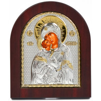 Владимирская Икона Божией Матери 11х13см в серебряном окладе с позолотой