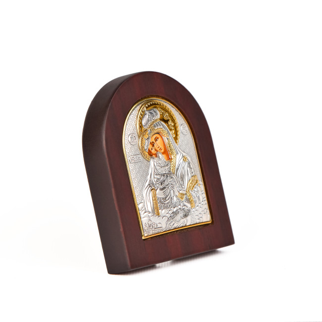 Почаївська Ікона Божої Матері 8,1х10см в срібному окладі з позолотою EK2-066XAG