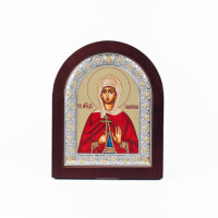 Икона Святая Мученица Галина 15х19см арочной формы в серебряной рамке