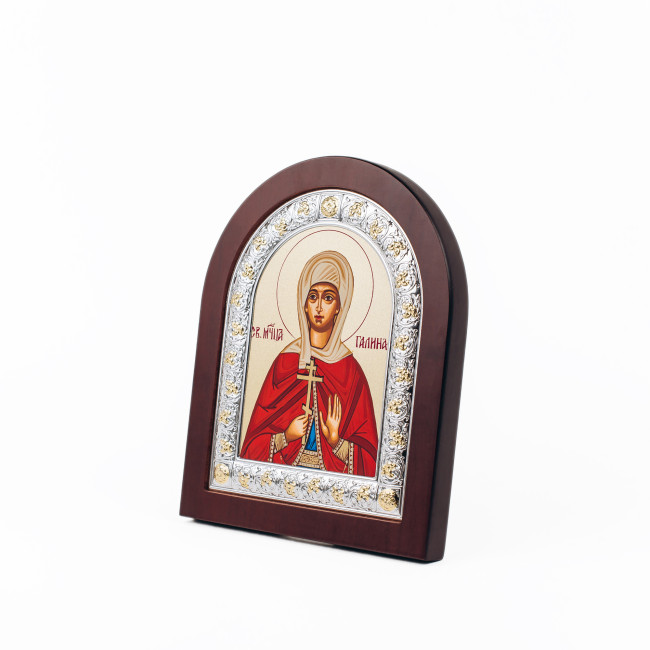 Ікона Свята Галина 15х19см аркової форми в срібній рамці EP304-068XAG