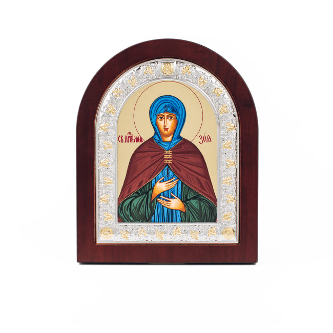 Ікона Свята Зоя 15х19см аркової форми в срібній рамці EP304-064XAG