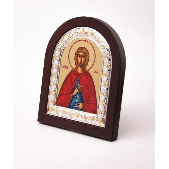 Ікона Свята Юлія 11х13см аркової форми в срібній рамці EP304-036XAG