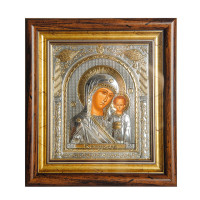 Казанская Икона Божией Матери 38,5х42см под стеклом в прямоугольном киоте