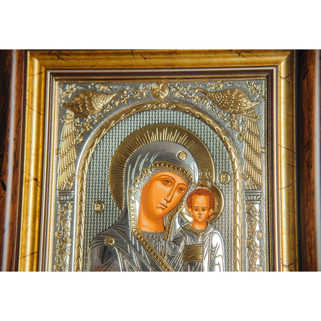 Казанська Ікона Божої Матері 38,5х42см під склом в прямокутному кіоті EP516-004KZ/P