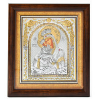 Почаевская Икона Божией Матери 23,3х25,7см под стеклом в прямоугольном киоте