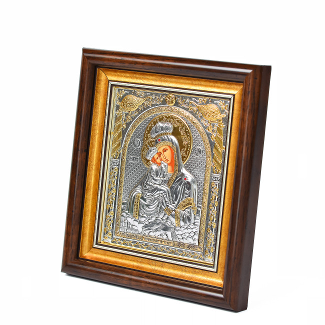 Почаевская Икона Божией Матери 23,3х25,7см под стеклом в прямоугольном киоте EP514-066KZ/P