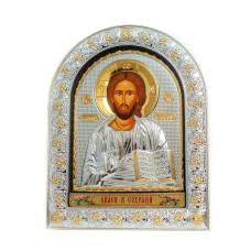 Ікона Ісуса Христа 16,5х21,5см під склом аркова в білій шкірі