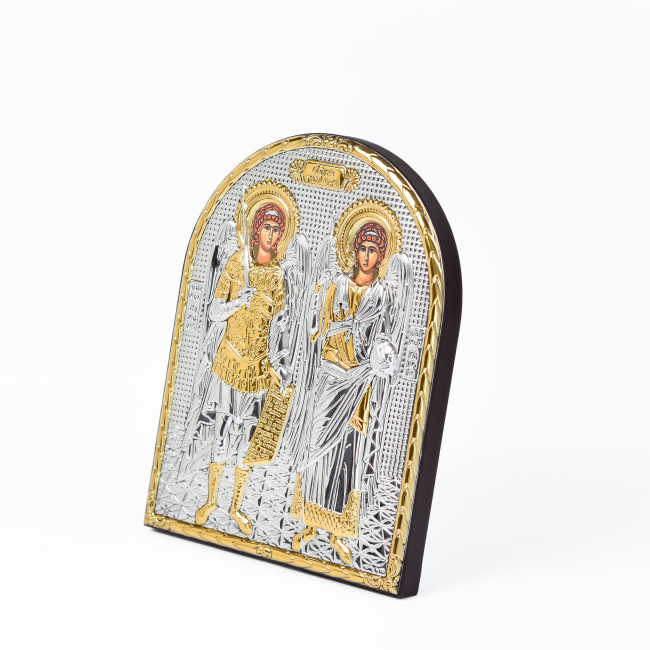 Икона Архангела Михаила и Гавриила 16,3х21,3см арочной формы без рамки на дереве EP5-033XG/P