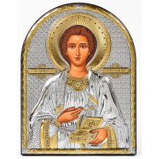 Ікона Пантелеймон Цілитель 8,3х10,4см аркової форми без рамки на дереві