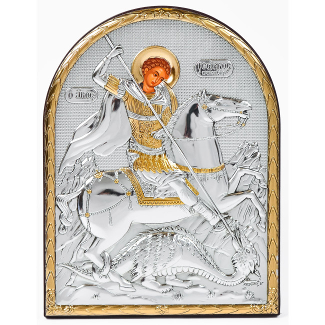 Георгий Победоносец Икона 8,3х10,4см арочной формы без рамки на дереве EP3-010XG/P