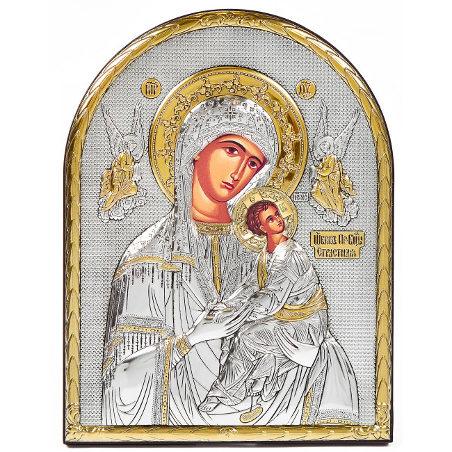 Страсна (Неустанної Допомоги) Ікона Божої Матері 8,3х10,4см аркової форми без рамки на дереві EP3-008XG/P