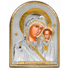 Казанська Ікона Божої Матері 16,3х21,3см аркової форми без рамки на дереві