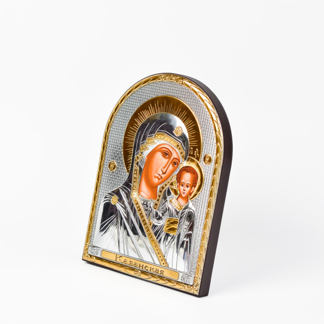 Казанська Ікона Божої Матері 16,3х21,3см аркової форми без рамки на дереві EP5-004XG/P
