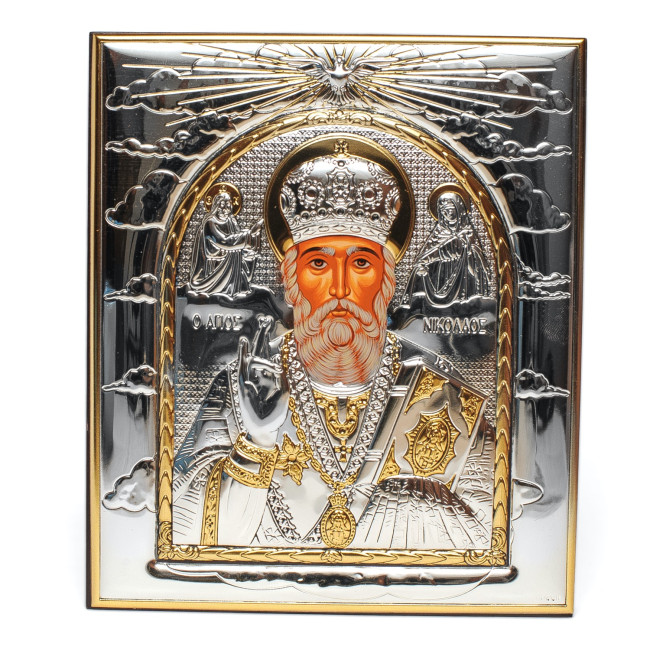 Ікона Миколай Чудотворець 8х9,3см прямокутної форми на дереві без рамки EP442-009XG/P