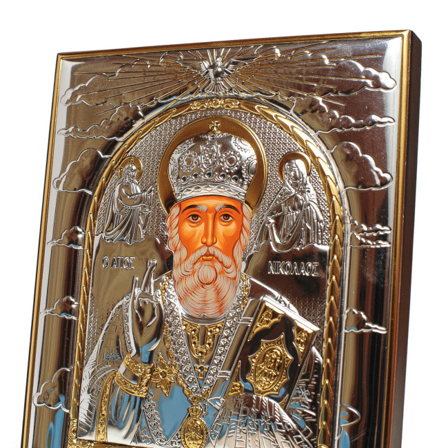 Ікона Миколай Чудотворець 8х9,3см прямокутної форми на дереві без рамки EP442-009XG/P