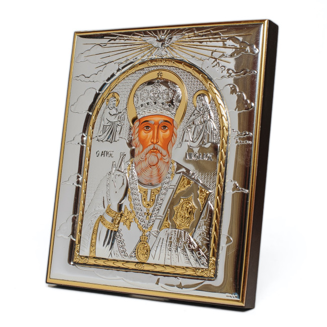 Ікона Миколай Чудотворець 8х9,3см прямокутної форми на дереві без рамки EP442-009XG/P