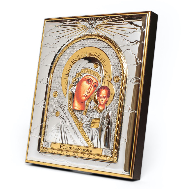 Казанська Ікона Божої Матері 8х9,3см прямокутної форми на дереві без рамки EP442-004XG/P